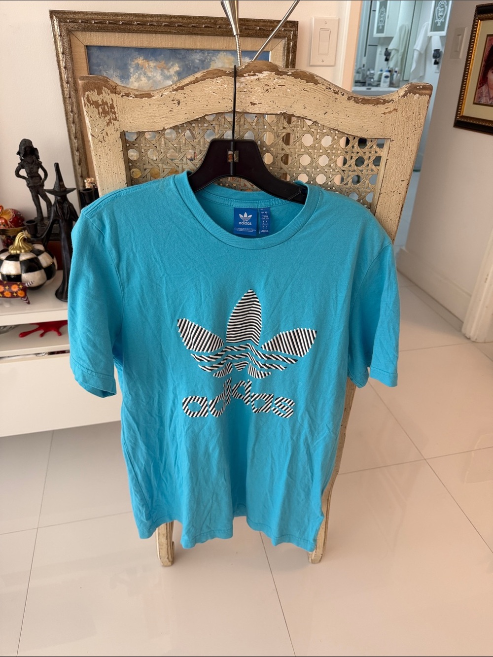 adidas Short Sleeve Trefoil Tee in Bright Turquoise